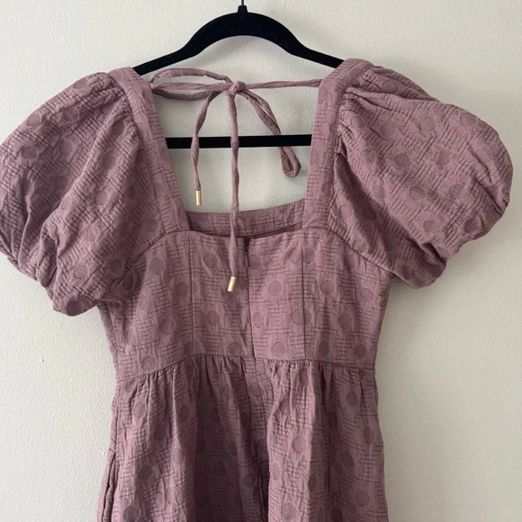 Madewell Quilted Puff-Sleeve Mini Dress in Fig Multi Jaq XXS - Picture 6 of 7